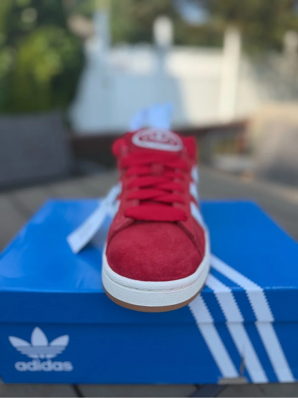 adidas Mens Campus Suede Sneakers in Red and White
